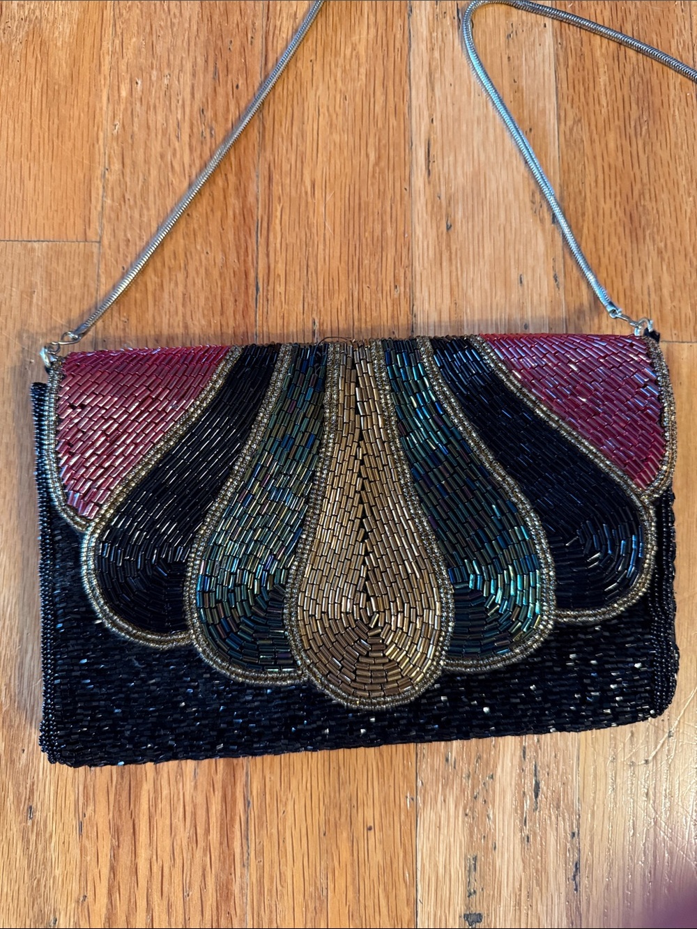Beaded Multi-Color Evening Crossbody Bag